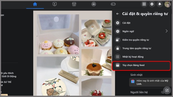 Chọn vào "Tùy chọn Bảng tin"
