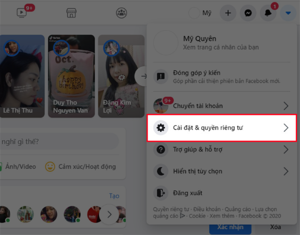 Chọn vào Cài đặt & quyền riêng tư