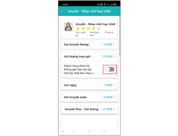 Chọn dịch vụ nhạc chờ đã đăng ký