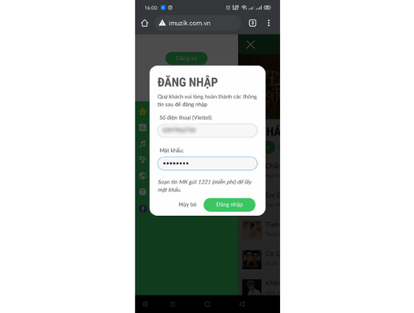 Truy cập trang web https://imuzik.com.vn