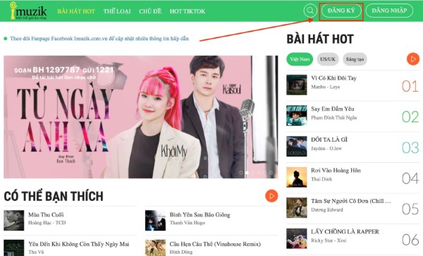 Truy cập vào trang web chính thức của Imuzik