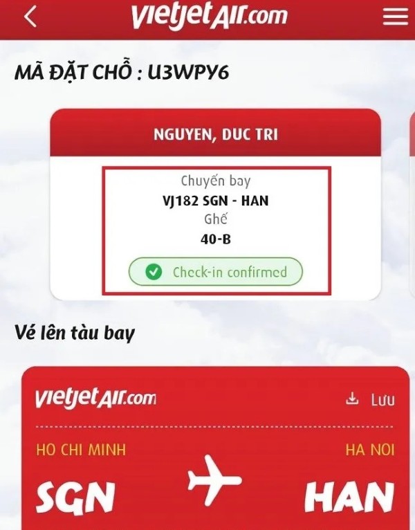 Hệ thống thông báo đã check-in thành công