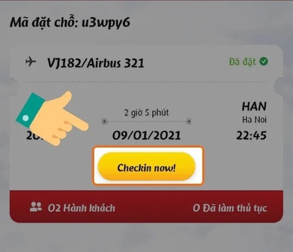 Chọn vào “Check-in now” và đánh dấu vào tên hành khách