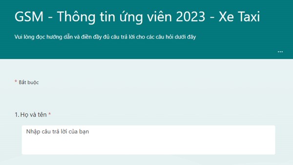 Ứng viên điền đầy đủ thông tin bắt buộc vào mẫu đăng ký lái xe