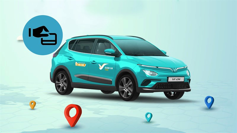Taxi Xanh SM hoạt động bằng xe ô tô điện do hãng VinFast sản xuất
