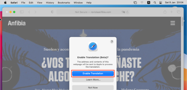 Chọn mục "Bật Dịch" 