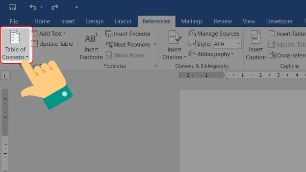 Chọn vào Table of Contents