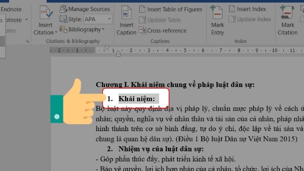 Xác định các tiêu đề nhỏ trong chương Heading 2 (Level 2)