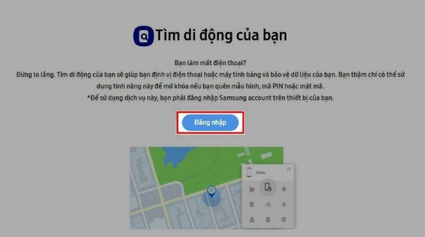 Đăng nhập vào tài khoản Samsung trên máy