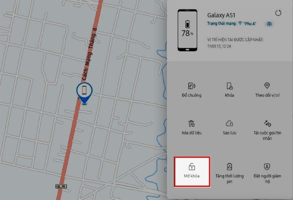 Nhấn chọn Mở khóa (Unlock)