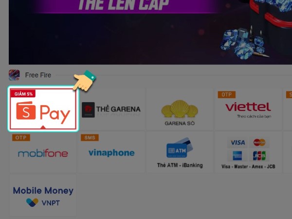 Chọn hình thức thanh toán ShopeePay