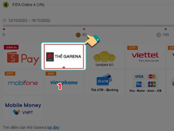 Chọn “Thẻ Garena”