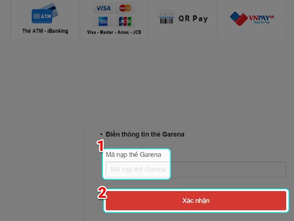 Nhập mã thẻ cào