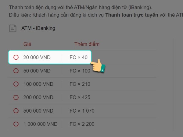 Chọn mệnh giá phù hợp