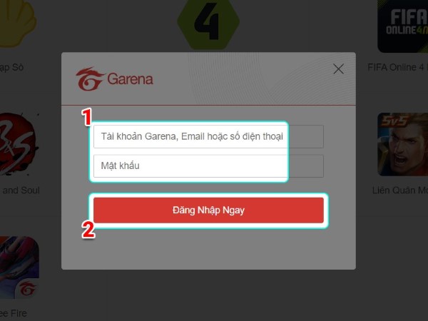 Đăng nhập tài khoản nạp thẻ Garena chính thức