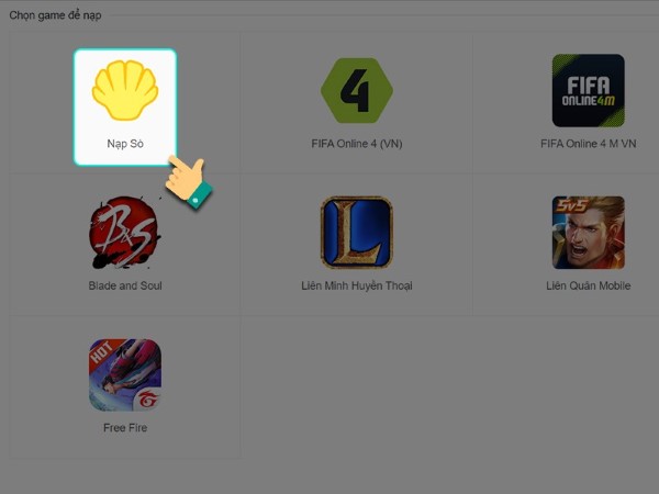 Chọn “Nạp sò”