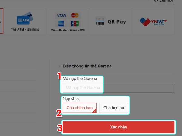 Nhập mã thẻ đã mua và xác nhận thông tin