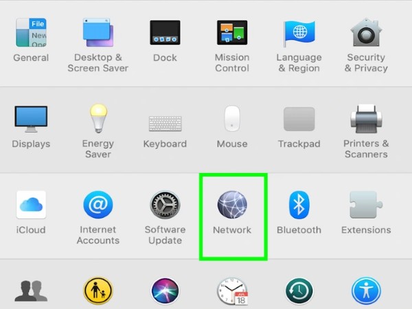 Chọn mục Mạng (Network) 