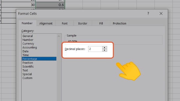 Điều chỉnh số chữ số muốn làm tròn trong ô Decimal Places