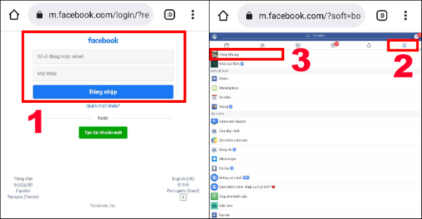 Nhấn vào biểu tượng ba dấu gạch tại góc phải màn hình
