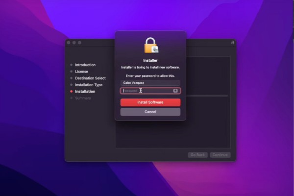 Hãy nhập mật khẩu đăng nhập MacBook của bạn để xác nhận cài đặt