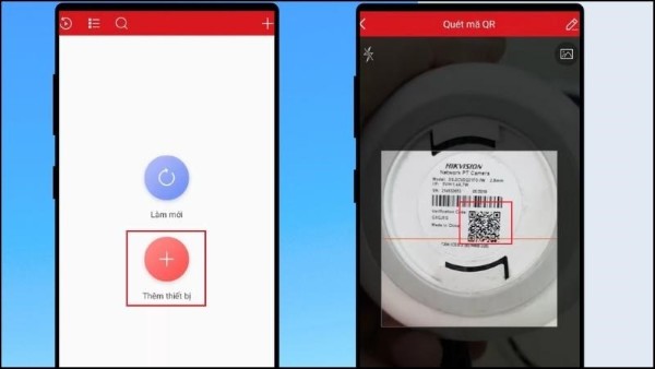 Chọn thêm thiết bị và quét mã QR