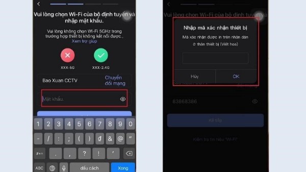Nhập mật khẩu kết nối mạng