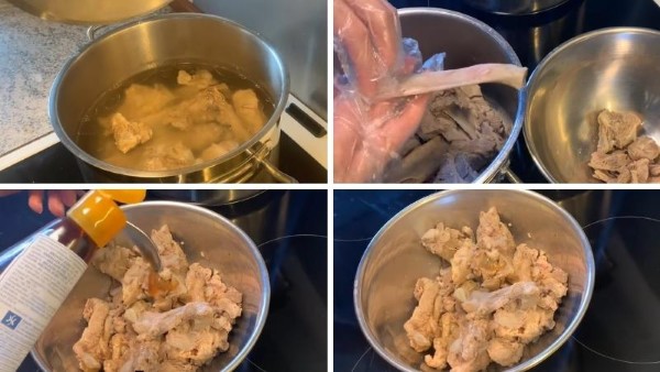 Sườn hầm cùng 1.5 lít nước với lửa nhỏ trong 2 tiếng 