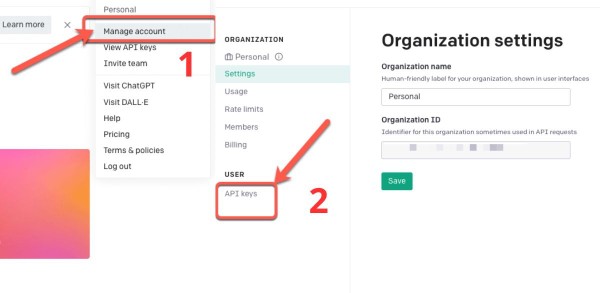 Nhấp vào phần Manager Account