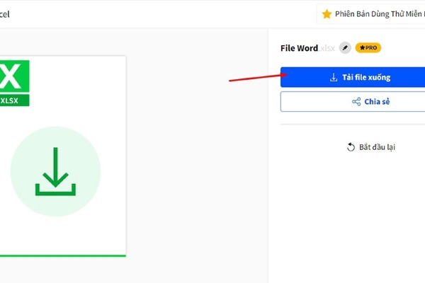 Nhấn “Tải file xuống” để lưu file Excel