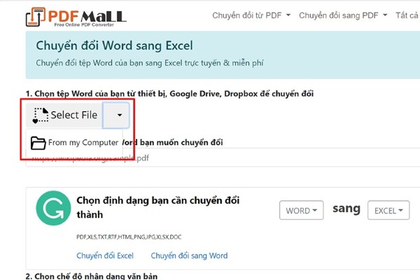 Nhấn vào “Select File” > Chọn “From my computer”