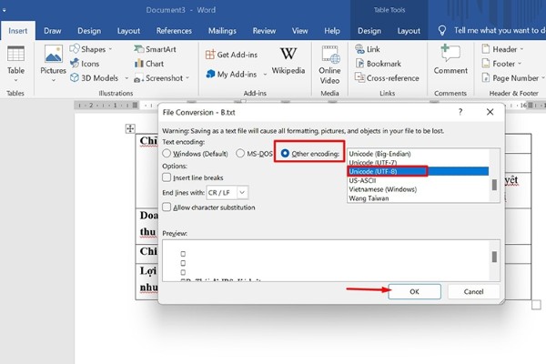 Tick vào mục Other encoding và chọn Unicode (UTF-8) > Nhấn OK