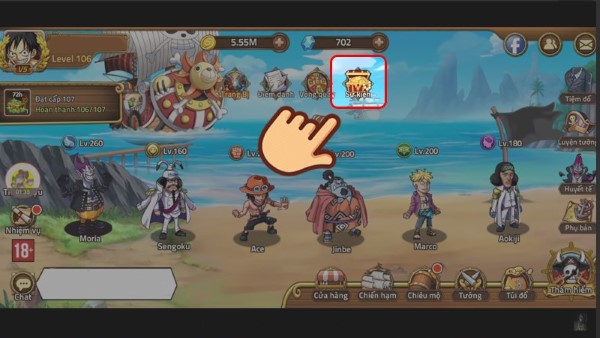 Chọn vào mục Sự kiện