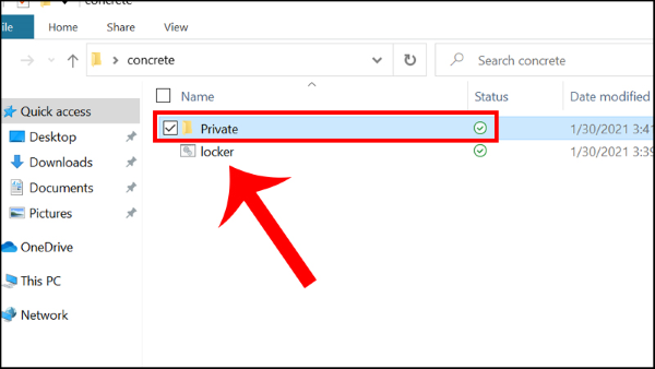 Nhấn vào file locker để mở