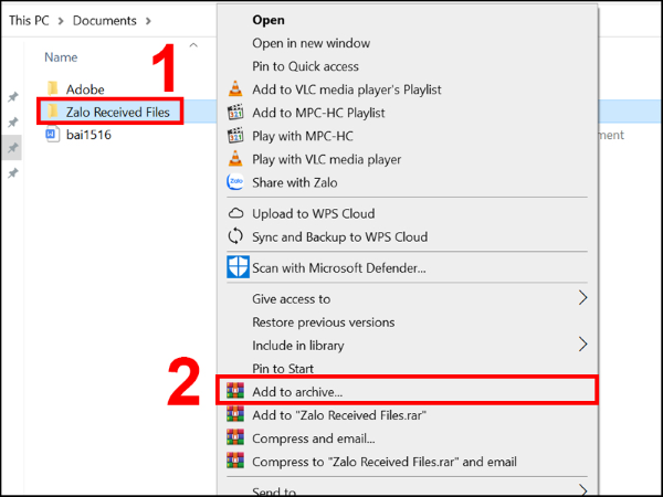 Chọn vào Add to archive….