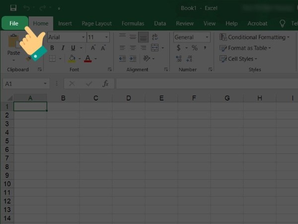 Mở file Excel, chọn File