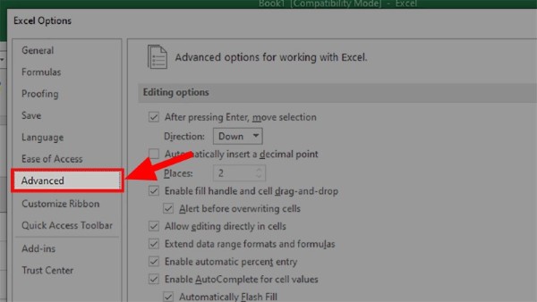 Trong hộp thoại mới xuất hiện > Chuyển sang tab Advanced