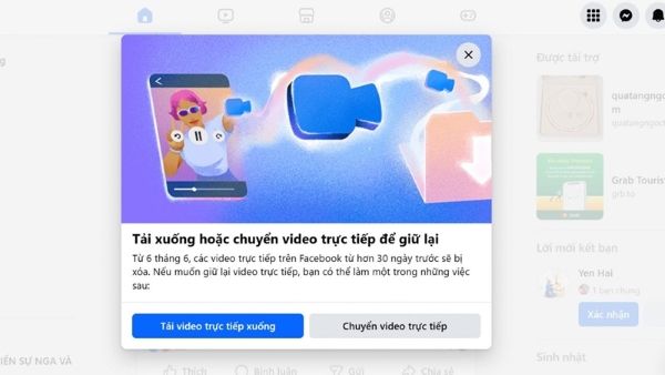 Từ 19/2/2025, video livestream mới trên Facebook chỉ được lưu trữ trong vòng 30 ngày