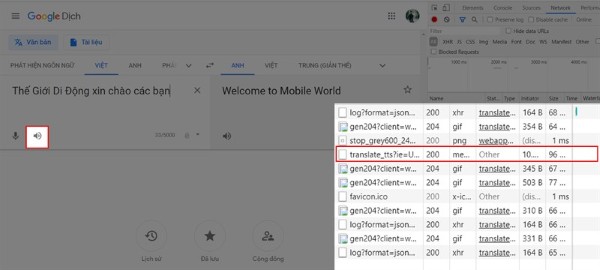 Tìm một đoạn mã bắt đầu bằng "translate…"