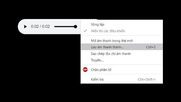 Nhấn chọn Lưu âm thanh thành…