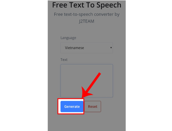Nhấn Generate và chờ hệ thống chuyển đổi văn bản thành giọng đọc