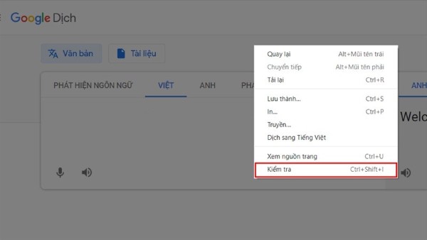 Nhấn chuột phải và chọn Kiểm tra (Inspect)