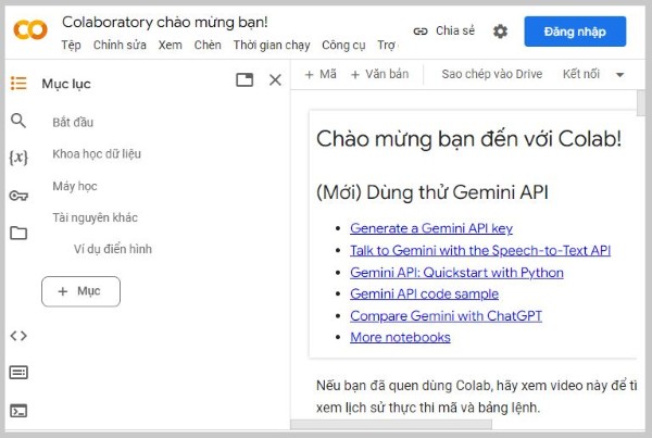 Truy cập vào trang đăng nhập công cụ Google Colab