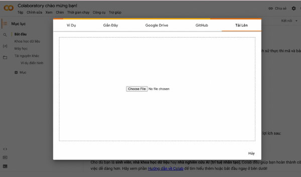 Chọn mục “File” và nhấn vào “New Python 3 notebook”