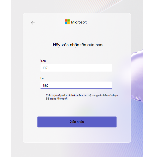 Nhập đầy đủ họ và tên tài khoản đăng nhập
