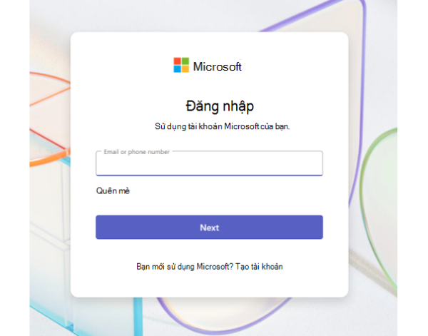 Nhập địa chỉ email Skype vào phần đăng nhập