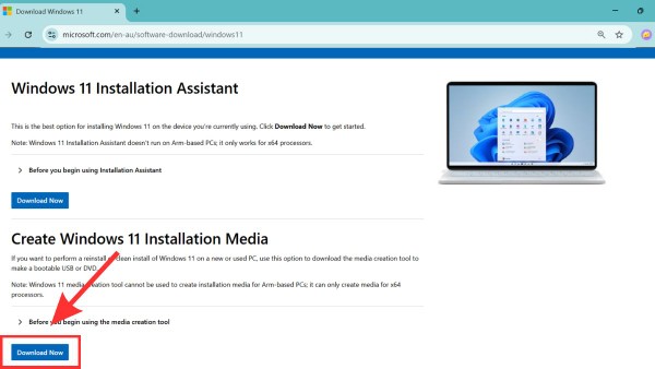 Tải lại file cập nhật thông qua công cụ Media Creation Tool