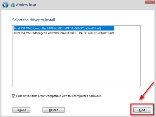 Nhấn Next để tiếp tục cài đặt