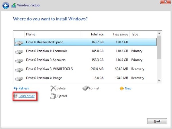 Nhấn chọn Load Driver
