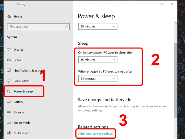 Nhấn vào Additional power settings